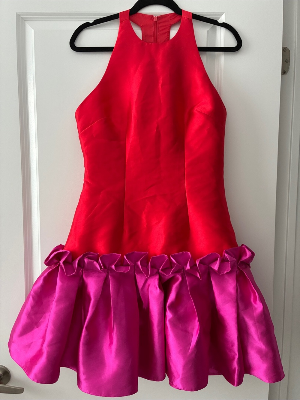 Imad Eduso Size 10 Kathy Bright Drop-Waist Mini Bubble Hem Dress - Pink/Orange